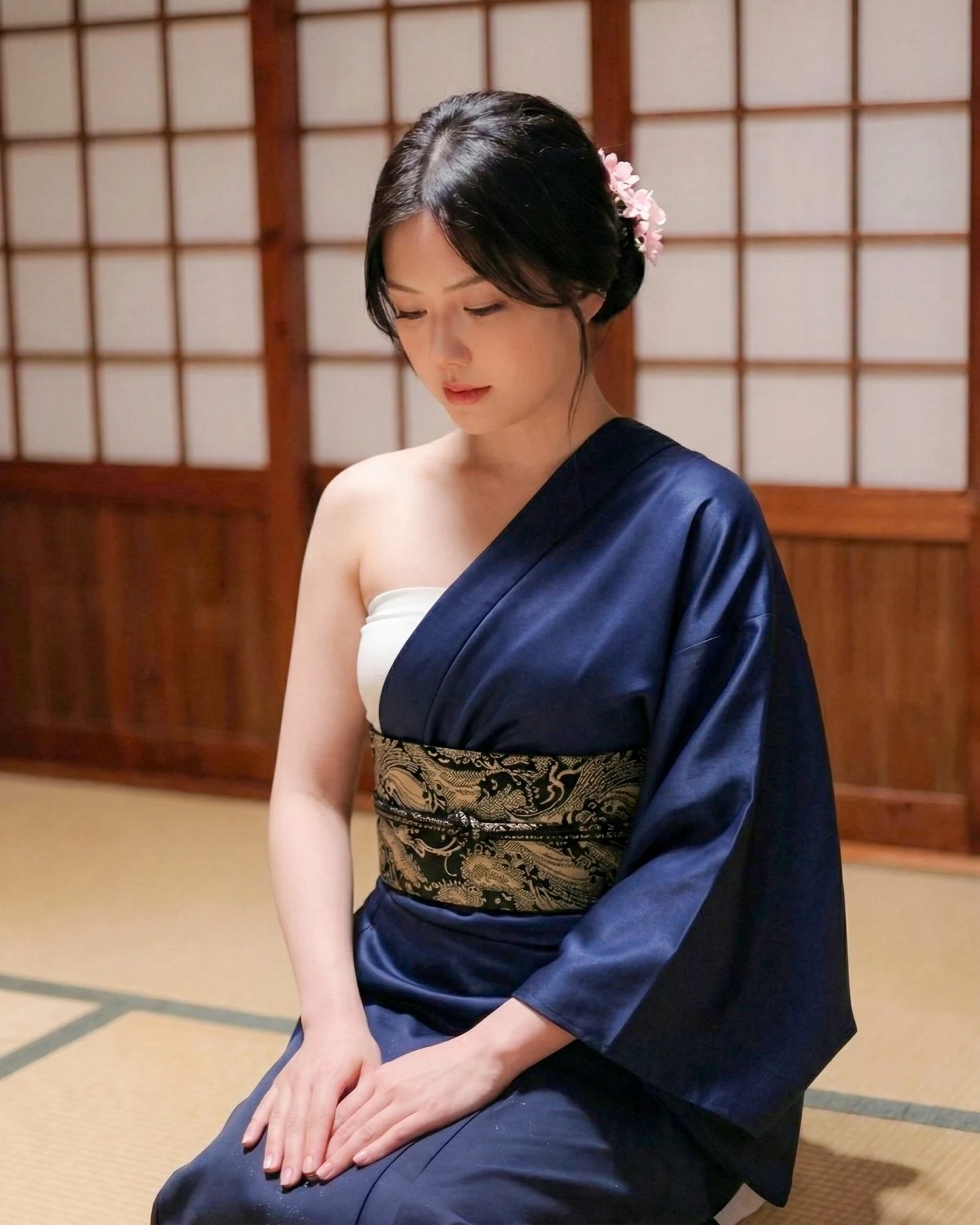 Dark Navy Kimono Reverie
